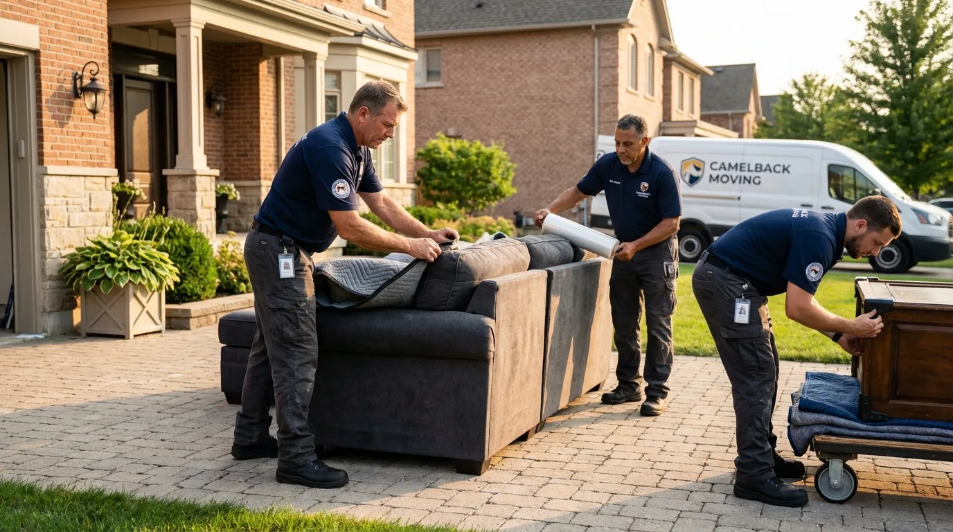 Large estate moving crew wrapping furniture in Sturtevant, WI